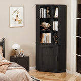 BROTTAR Corner Bookshelf, 67" Tall Corner Bookcase with Large Storage, Storage Cabinet for Books, L-Shaped Bookshelf with Cabinet for Living Room, Home Office, Bedroom, Black BROTTAR