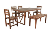 RuiSiSi 6 Piece Outdoor Dining Table Set with 4 Chairs and 1 Bench, Acacia Wood Outdoor Table and Chairs Set for 6 Persons, All Weather Patio Dining Table Set for Balcony, Backyard, Garden, Brown RuiSiSi