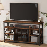 BON AUGURE Tall TV Stand for TVs up to 65 Inch, Industrial Wood Entertainment Center with Storage Cabinet, Farmhouse TV Console for Living Room and Bedroom (32 Inch High, Rustic Oak) BON AUGURE