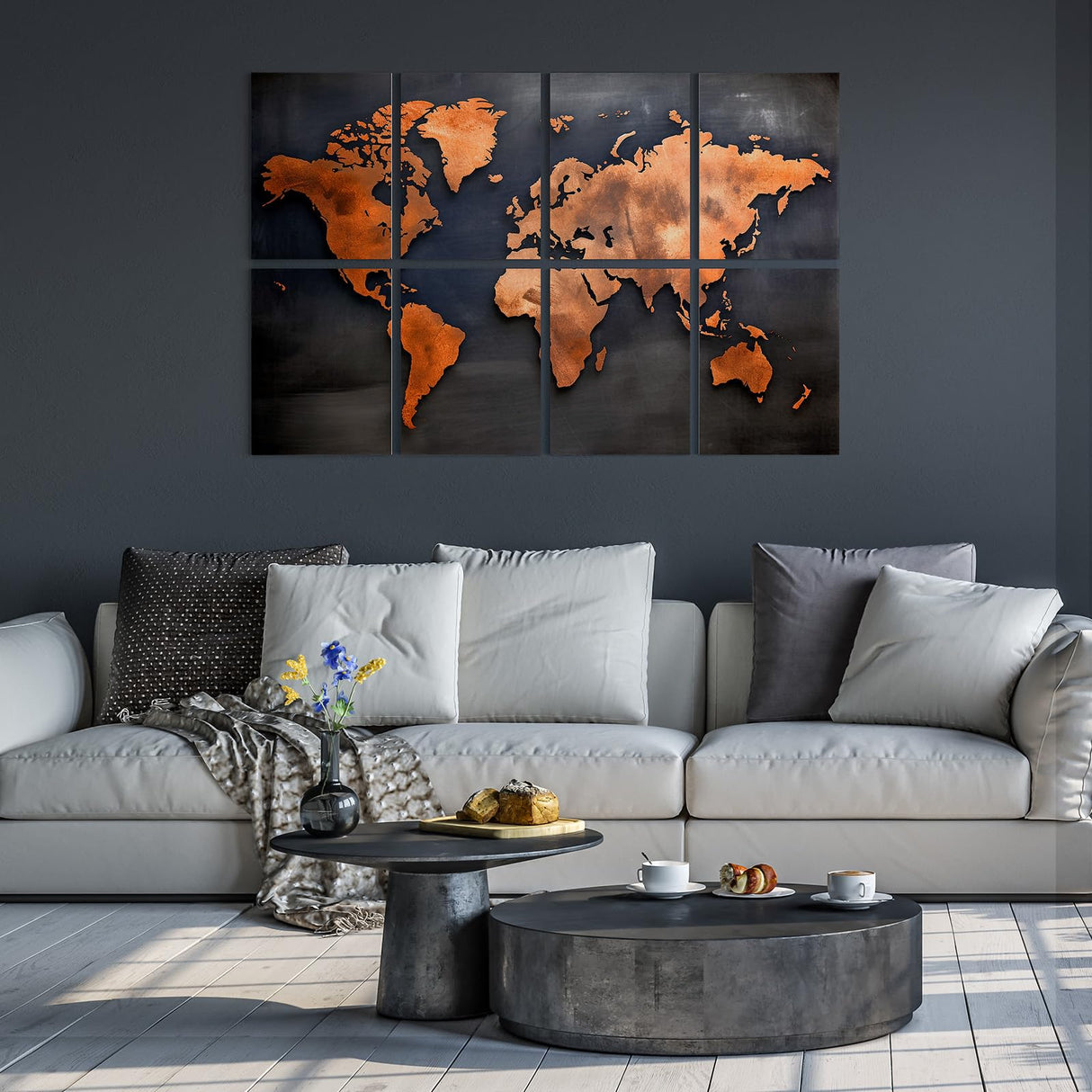 TONOR 8 Pack Art Acoustic Panel, Self-Adhesive Wall Panels, 48"X32" Sound Absorbing Panels, Decorative Soundproof Panels, Acoustic Treatment for Recording Studio, Office, Home, World Map TONOR