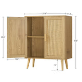 Iwell Storage Cabinet, Rattan Cabinet with Adjustable Shelf & Doors, Buffet Cabinet with Storage, Accent Cabinet for Living Room, Kitchen, Entryway, Natural Iwell