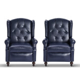 PALLOME Wingback Recliner Chair with Massage and Heat PU Leather Push Back Arm Chair, Recliner Chair for Living Room Bedroom Home Theater (2,Navy Blue) PALLOME