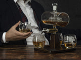 Whiskey Decanter Globe Set with 4 Etched Whiskey Glasses - for Liquor Scotch Bourbon Vodka, Gifts For Men - 1250ml Unique Ship Sails Set for Home Bar, Bourbon, Birthday Gift for Dad The Wine Savant