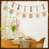 Marsui 2 Pcs 6 FT Easter Day Wooden Beads Garland Rustic Farmhouse Banner Spring Garland Easter Mantel Decorations Rabbit Egg Beaded Tiered Tray Decor for Celebration Shelf Display Fireplace Wall Marsui