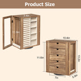 Emfogo 360° Rotating Jewelry Box for Women, Rustic Wooden Jewelry Organizer Box with 5 Drawers, Glass Doors, Vertical Open Design Jewelry Storage Case Display for Earrings Rings Necklaces Bracelets Emfogo