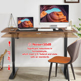 Legooin Standing Desk, 48'' X 24'' Adjustable Height Desk, Ergonomic Home Office Sit to Stand Desk, 27''-46'' Lifting Range Stand Up Desk with Double Hooks(Brown) Legooin