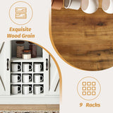 4ever2buy Farmhouse Coffee Bar Cabinet with Hutch, 47 Inch Buffet Cabinet with Storage, White Wine Bar with 9 Wine Racks and 6 Hooks, Coffee Bar Table with Adjustable Shelves for Living Dining Room 4ever2buy