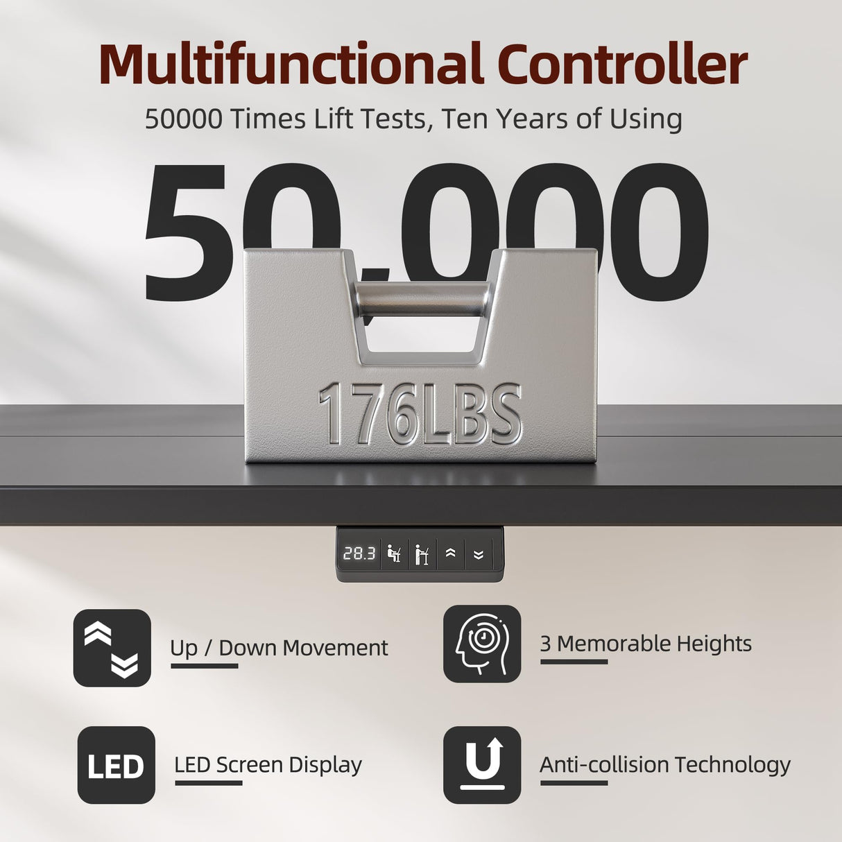 TIQLAB 48 * 24 Inch Standing Desk with Two Drawers, Stand Up Desk Adjustable Height, Electric Sit Stand Table with Storage Shelf and Splice Board, Black TIQLAB