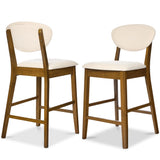 Best Choice Products Bar Stool Set of 2, Mid-Century Modern Upholstered Wood, Armless Counter Height w/Seat Cushion, Backrest - Walnut/Cream Best Choice Products