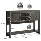 RoyalCraft Farmhouse Entryway Table with Storage, 46" Console Table with Sliding Barn Door, Wood Rustic Sofa Table with Adjustable Shelf for Hallway, Living Room, Foyer, Dark Grey RoyalCraft
