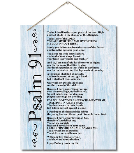Inspirational Wood Art Signs, Psalms 91 Wall Sign, Hanging Printed Wall Plaque Wood Signs, Bible Verse Print, Christian Scripture for The Home or Office Decor, Christian Wall Decor 10 X 7.8 inch AUII JO DESIGN