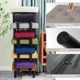 HOUCHICS Small Footstool Ottoman, Velvet Wooden Foot Stool Ottoman with Wood Legs, Sofa Footrest Extra Seating for Living Room Entryway Office(Grey 1PACK) HOUCHICS