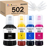 Seogol Compatible Epson 502 T502 Refill Ink Bottles Replacement for Ecotank ET-2750 ET-3750 ET-4750 ET-2760 ET-3760 ET-4760 ET-2700 ET-3700 ET-3710 ET-15000 ST-2000 ST-3000 ST-4000 - 4 Pack seogol