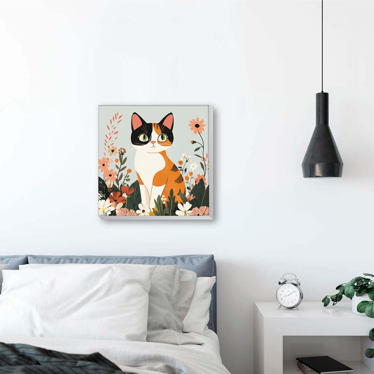 Reofrey Framed Paint by Numbers Kit for Adults & Beginner - 8x8 Inch Canvas Cat Paint by Numbers - Animals Educational & Creative Art Set for Beginners - Perfect for Home & Wall Decoration Reofrey