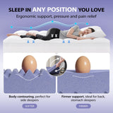 downluxe 4 Inch Queen Memory Foam Mattress Topper Pro Dual Layer 2 Inch Cooling Gel Egg Crate Memory Foam Plus 2 Inch Pillow Top Medium Firm with Deep Pocket downluxe