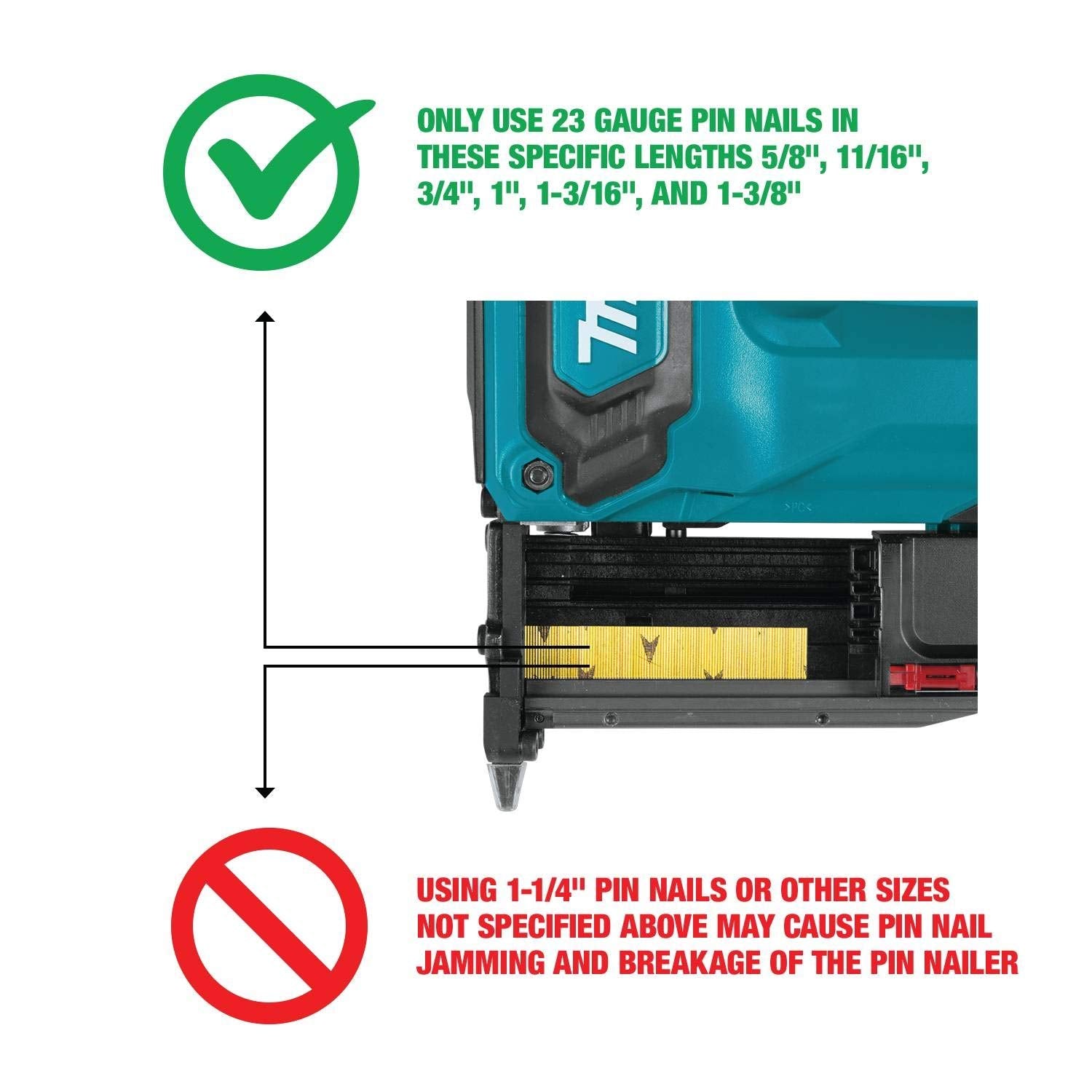 Makita XTP02Z 18V LXT Lithium-Ion Cordless 1-3/8" Pin Nailer, 23 Gauge, Tool Only - WoodArtSupply