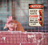 Bestylez Keep Gate Closed Sign Funny Chicken Coop Warning Sign Outdoor Chicken Decor 12" * 8" (261) Bestylez