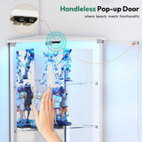 Lamtor 72" Corner Display Cabinet with Glass Doors, 6-Tier Showcase Curio Cabinet for Collectibles with Dynamic LED Lights, Modern Display Case for Living Room, White Lamtor