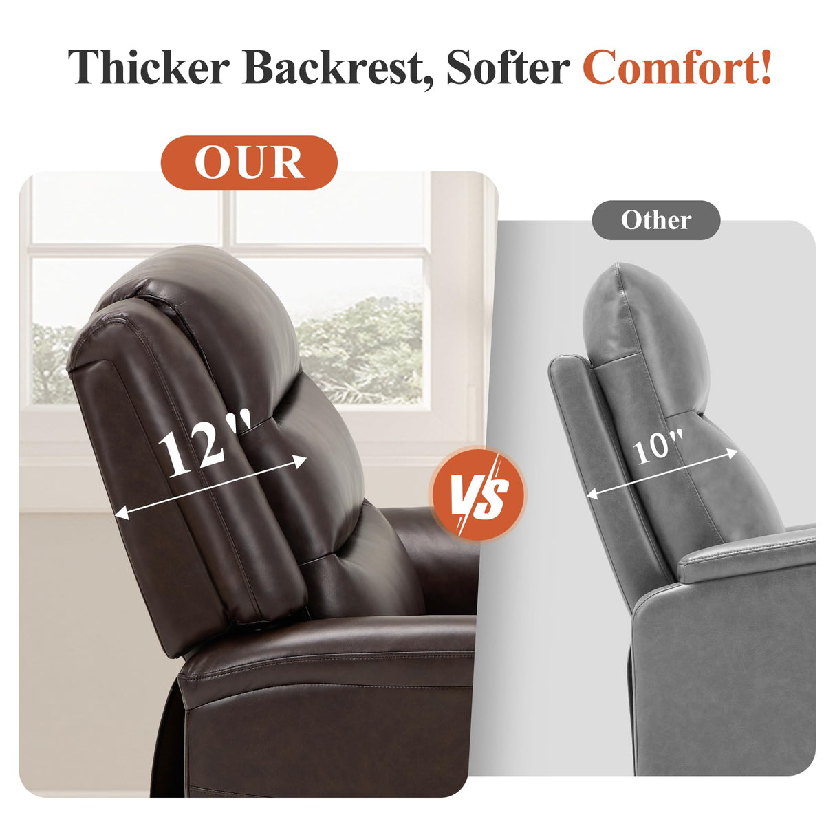 COLAMY PU Leather Power Lift Chair with Massage and Heat,Electric Lift Recliner Chair with Thick Cushioned Padding Backrest for Living Room, Office, Bedroom （Darkbrown） COLAMY