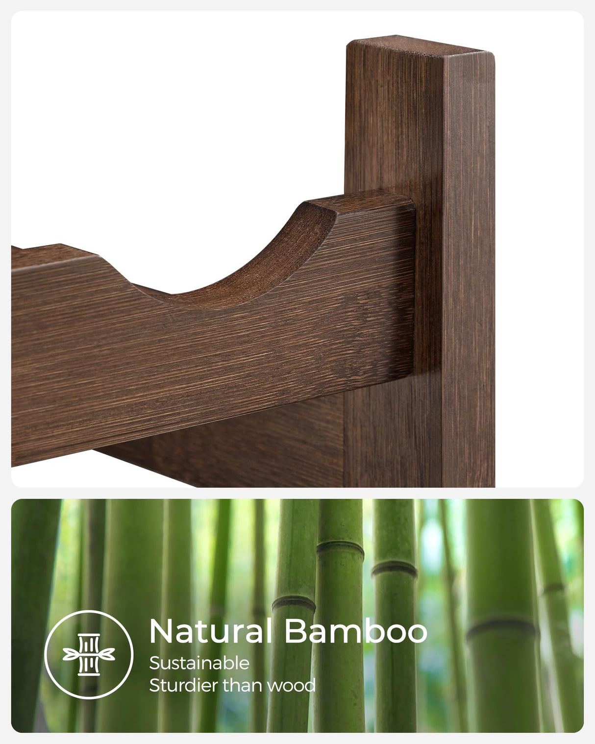 SONGMICS 30-Bottle Wine Rack, 5-Tier Freestanding Floor Bamboo Wine Holder, Display Stand Shelves, Wave Bars, Walnut Color UKWR025D01 SONGMICS