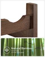 SONGMICS 30-Bottle Wine Rack, 5-Tier Freestanding Floor Bamboo Wine Holder, Display Stand Shelves, Wave Bars, Walnut Color UKWR025D01 SONGMICS