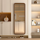 LVSOMT 63"×22" Solid Wooden Full Length Mirror, Wood Full Body Mirror, Large Standing Floor Mirror, Stand-up or Wall-Mounted, Dressing Mirror for Bedroom, Rustic Mirror, Walnut LVSOMT