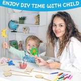 SAYAYA 77 PCS DIY Fairy Wand Craft Kit for Kids, 7 Styles Unfinished Wooden Princess Wands, 8 Gem Stickers, 12 Color Ribbons & Pen, Magical Party Supplies for Birthday Celebrations, Craft Activities SAYAYA