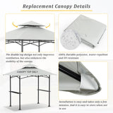 Grill Gazebo Replacement Canopy Top - AONEAR 5'x8' Outdoor BBQ Tent Roof Cover Double Tiered Outdoor Grill Shelter Fit for Model L-GG001PST-F (Gray) aonear