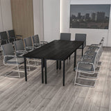 Bonzy Home Conference Tables 9ft Office Computer Desk for Meeting Room Study Writing Printer Podcast Table for 4-8 People Modern Black 2PCS 110.2"x23.6"x29.5" Bonzy Home