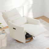 CHITA Swivel Rocker Recliner Chair, Power Nursery Glider Recliner, Nursery Rocking Chair with Adjustable Power Headrest, FSC Certified, Solid Wood Base, Cream CHITA