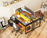 AODK 48-Inch Computer Desk with File Cabinet and Fabric Drawers, Reversible Office Desk with LED Strip and Power Strip, Gaming Desk with Monitor Riser, Writing/Study Table for Home, Oak Grey AODK