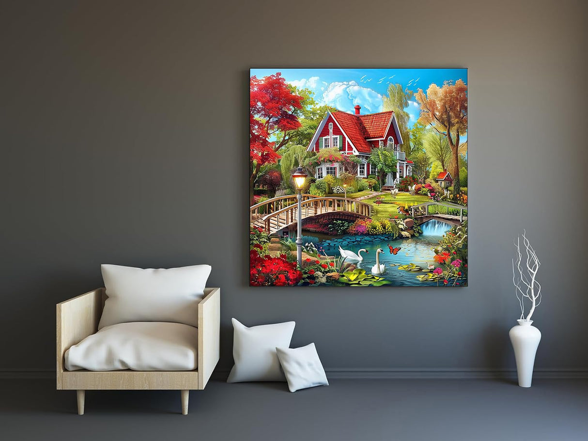 ARPADAMO Diamond Art Kits for Adults,5D countryside Diamond Painting DIY landscape Diamond Art Diamond Painting Kit for Adult,Round Full Drill Diamonds, Diamond Art Kits for Home Decor-13.78x13.78inch ARPADAMO