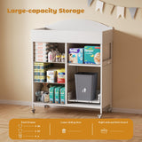 DTK Baby Dresser with Changing Table Top,4-Drawers Changing Table Dresser with Tile-Out Trash Cabinet and Pull-Out Shelf,Diaper Changing Station with Waterproof Pad and Storage for Nursery,White DTK