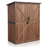 MEDEHOO Outdoor Storage Shed with Floor - Waterproof Natural Fir Cabinet with Adjustable Shelves and Double Lock for Anti-Theft - Suitable for Storing Garden Tools, and Household Debris (Deep Brown) MEDEHOO