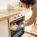 Oven Gloves, Heat Resistant 540 Degrees Grilling Gloves, Hot Surface Handler Non-Slip Silicone Oven Mitts with Fingers, BBQ Gloves for Cooking/Kitchen/Baking, Pack of 2 BLUESTEER