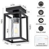 Mayful Flush Mount Ceiling Light Fixture with Clear Glass Shade, Farmhouse Black Metal Frame Light Fixture for Kitchen Island Entryway Porch Foyer Dining Room, E26 Ceramic Base Mayful