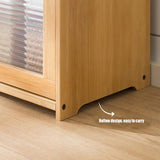 LARIDEN 3 Tiers Bamboo Storage Cabinet for Kitchen Countertop, Freestanding Pantry Cabinet with Flip-Up Door Organizer Shelf for Spice Seasoning Bottles, Plates, Cups Storage Cabinet LARIDEN