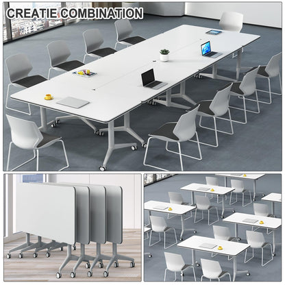 Ptosziav Folding Conference Table Conference Room Table, Modern Flip Top Mobile Training Table, Foldable Meeting Table for Office Training Room,Meeting Seminar Tables with Caster Wheels(6 Pcs - WoodArtSupply