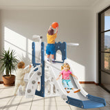 LulliSpace 6 in 1 Toddler Slide for Toddler Age 1-3,Kids Climber Slider for Indoor Outdoor Playground with Basketball Hoop,Storage and Telescope,L Shaped Slide for Toddler Climber Playset LulliSpace