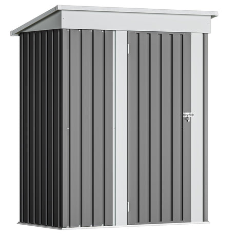 Devoko Outdoor Storage Shed 5 x 3 FT Lockable Metal Garden Shed Steel Anti-Corrosion Storage House with Single Lockable Door for Backyard Outdoor Patio (Gray) Devoko