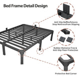 ROIL 14 Inch Twin Size Bed Frame with Mattress Slide Stopper - Single Black Basic Anti Squeak Steel Slats Metal Platform, Heavy Duty Noise Free Easy Assembly Bedframes, No Box Spring Needed ROIL
