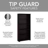 Bush Furniture Tall 5 Shelf Bookcase, Large Open Bookshelf, Sturdy Display Cabinet for Living Room or Home Office, Cabot Collection, Espresso Oak Bush Business Furniture