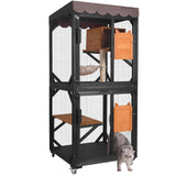 Aivituvin Outdoor Catio Cat Enclosures on Wheels Cat House 70.9" Large Kitty House with Upgraded Resting Box,Waterproof Roof Cover,Brown Aivituvin