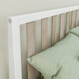 Max & Lily Scandinavian Full Bed for Kids, Solid Wood Twin Frame with Slatted Headboard in White/Blonde Max & Lily