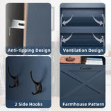 Joaxswe Shoe Storage Cabinet with 2 Flip Drawers, Farmhouse Shoe Organizer for Entryways, Narrow Hidden Rack & Open Storage, Free Standing Closet for Foyers, Hallways, Navy Blue Joaxswe