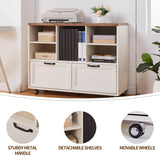 60"L-Shaped Executive Desk with 40"Adjustable File Cabinet,Farmhouse Home Office Desk with Charging Station,Office Desk with Storage Drawers,Wood Computer Desk Set for Office Work,Home Study LayBurst