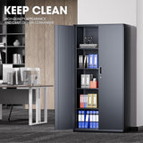 DNA MOTORING Metal Storage Cabinet, 72" Storage Wardrobe with Lock and Hanging Rod, Locking Cabinet Heavy Duty Utility Cabinet with 4 Shelves for Garage,Office,Home,Gym, Gray, TOOLS-00633-GY-GY DNA MOTORING