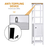 HOMCOM White Freestanding Tall Bathroom Storage Cabinet with Shelves HOMCOM