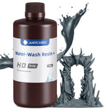 ANYCUBIC 3D Printer Resin, Water Washable Resin 8K, No Need Extra Alcohol and Easy to Clean, Fast Curing, Low Odor, Wide Compatibility for All LCD Resin 3D Printers (HD Grey, 1kg) ANYCUBIC