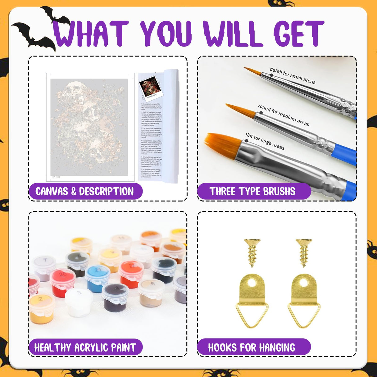 Skull Paint by Numbers Kit for Adults, Skull Paint by Numbers Kit for Adults Beginner, Skeleton Paint by Number Kits for Gift Home Decor 16''W x 20''L hkejoi